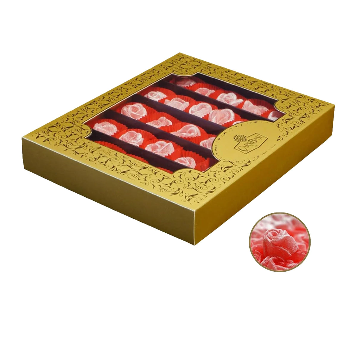 Çar??ba?? Handmade Turkish Delight - Rose Flavor Lokum Loukoumi, 1.32 lb (600g), Gourmet Premium Turkish Candy, Luxury Traditional Confectionery since