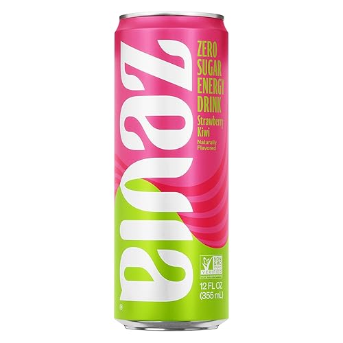 Zevia Zero Calorie Energy Drink, Strawberry Kiwi, 12 Ounce Can
