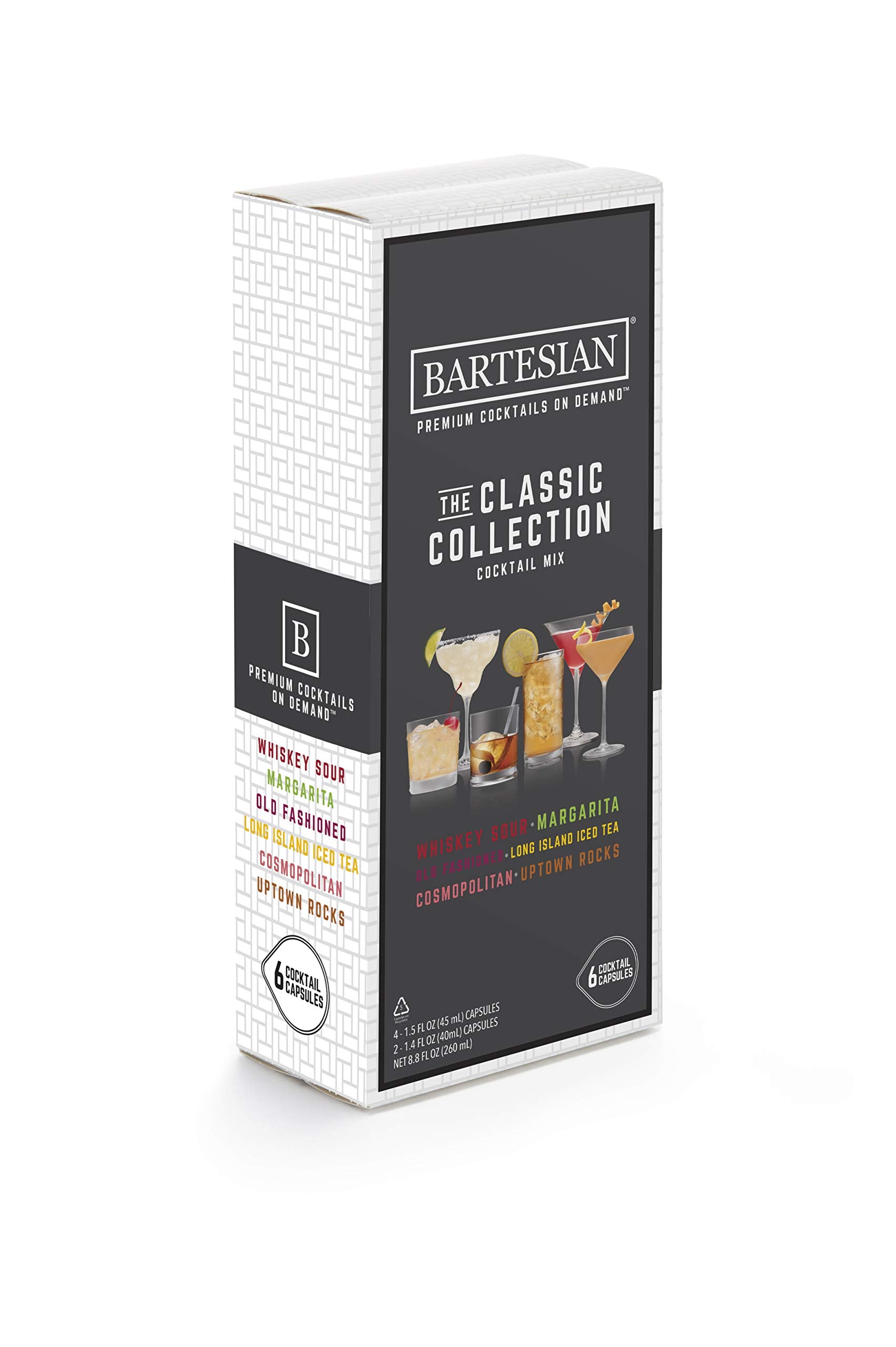 bartesian The Classic Collection cocktail Mixer capsules, Variety Pack of 6 , for bartesian Premium cocktail Maker (55350)