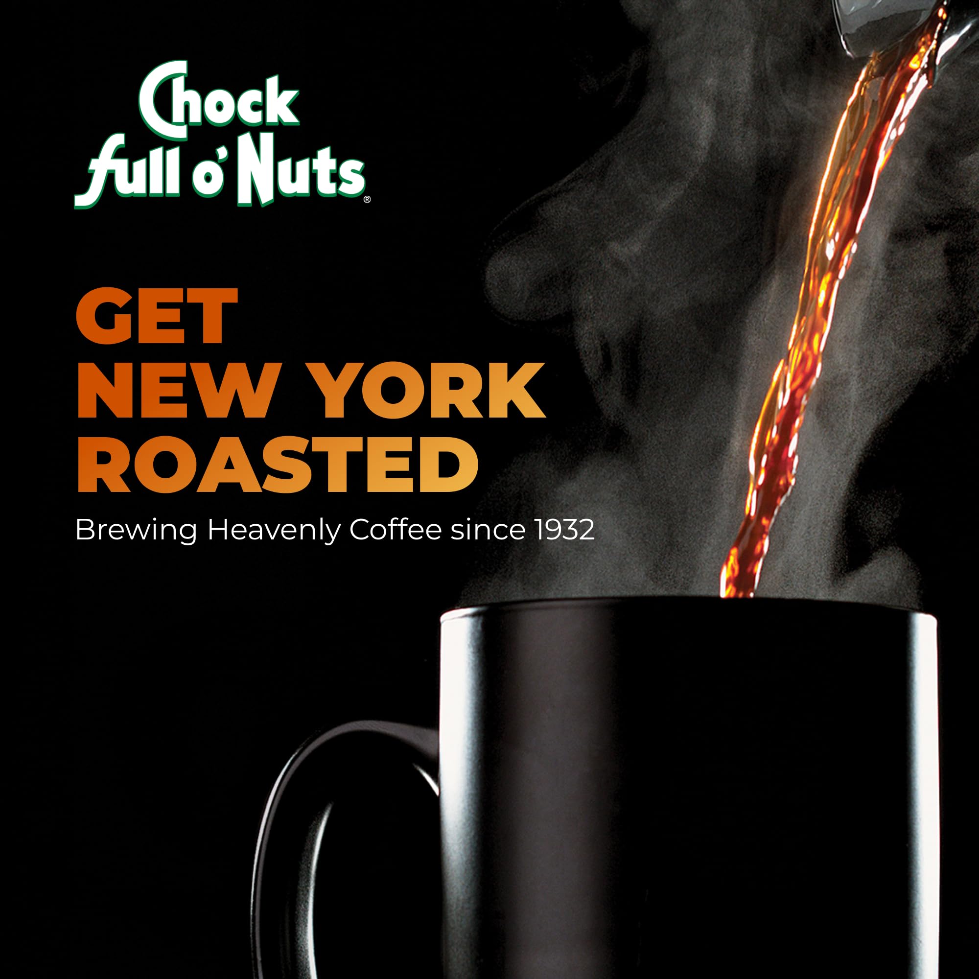 Chock Full o' Nuts Heavenly Original Keurig K-Cup Pods for Keurig Brewers - Premium Arabica, Medium Roast - Single Serve - 1 Pack of 32 K-Cup Pods