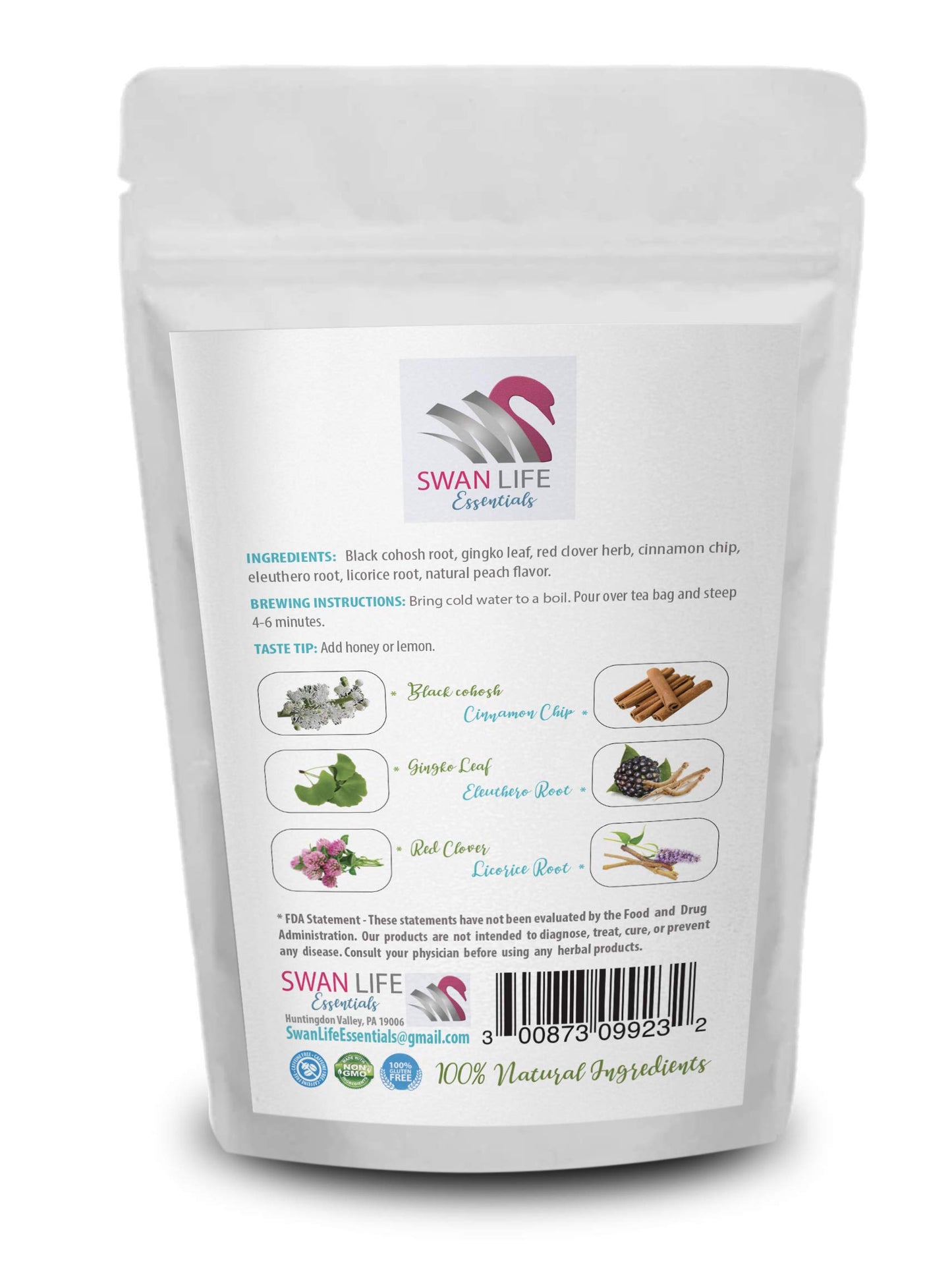 black cohosh for menopause hot flashes - MENOPAUSE HERBAL TEA 14 days, caffeine free, black cohosh, gingko leaf, red clover herb, cinnamon chip