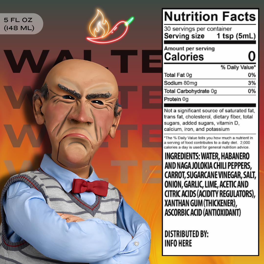 Jeff Dunham - Walter's Garlic & Habanero Hot Sauce | Bold and Spicy Sauce Infused with the Perfect Amount of Garlic - Shut the Hell Up (and Eat It)