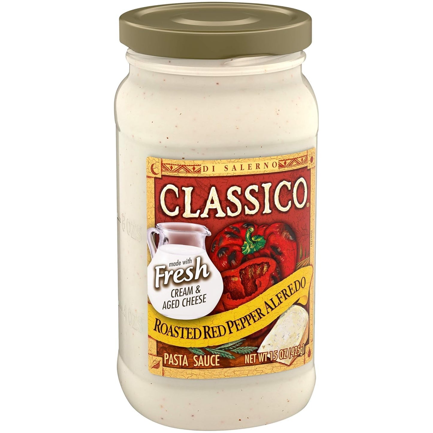 Classico Roasted Red Pepper Alfredo Pasta Sauce, 15 Oz (Pack of 12)