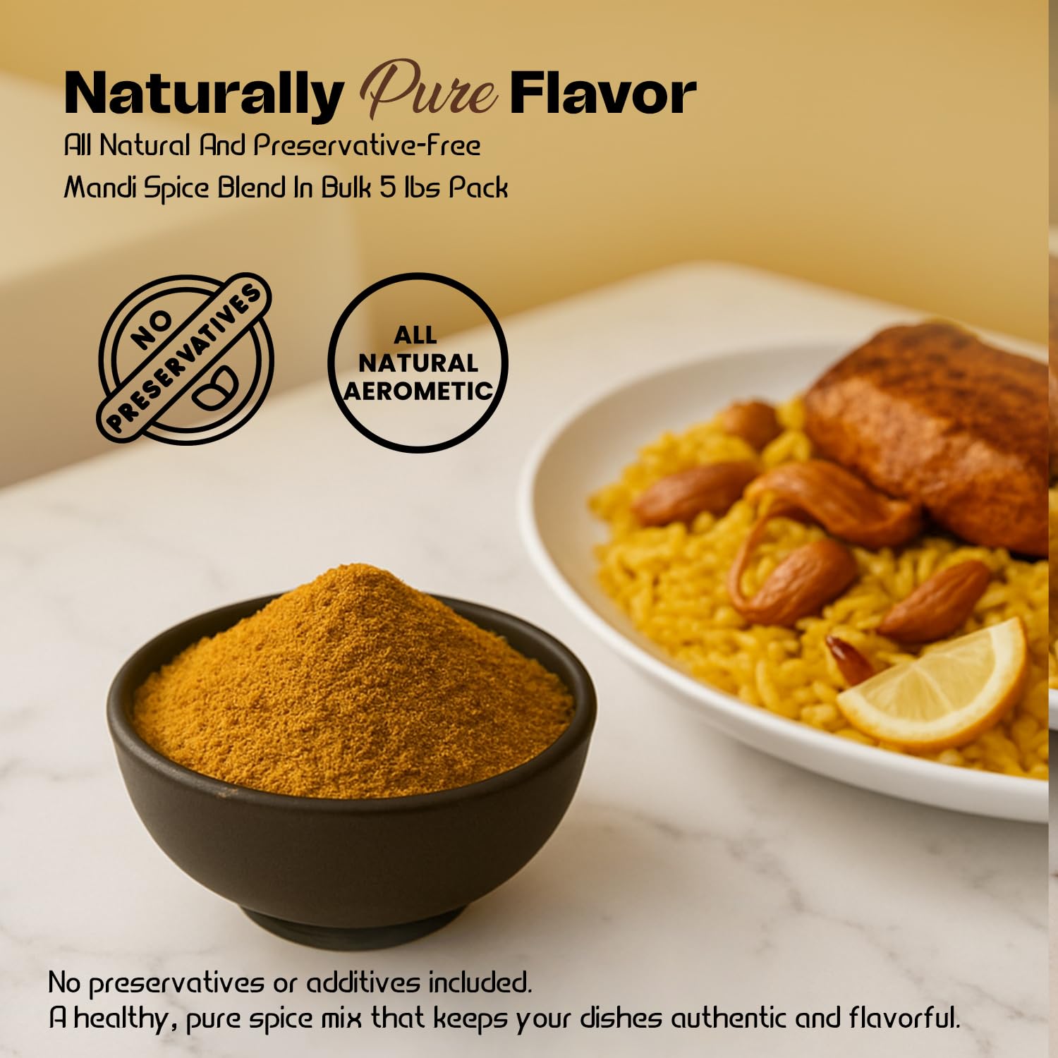 Golden Harvest Mandi Spice Blend - 5 lbs (2.26kg) Bulk Pack - Authentic Middle Eastern Kabsa & Rice Seasoning - All Natural, No Preservatives -