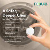 FEBU Washing Machine Cleaner Tablets Made in USA | Washer Machine Cleaner & Deodorizer | Removes Gunk & Grime | 7 Natural, Biodegradable, Plant-Based