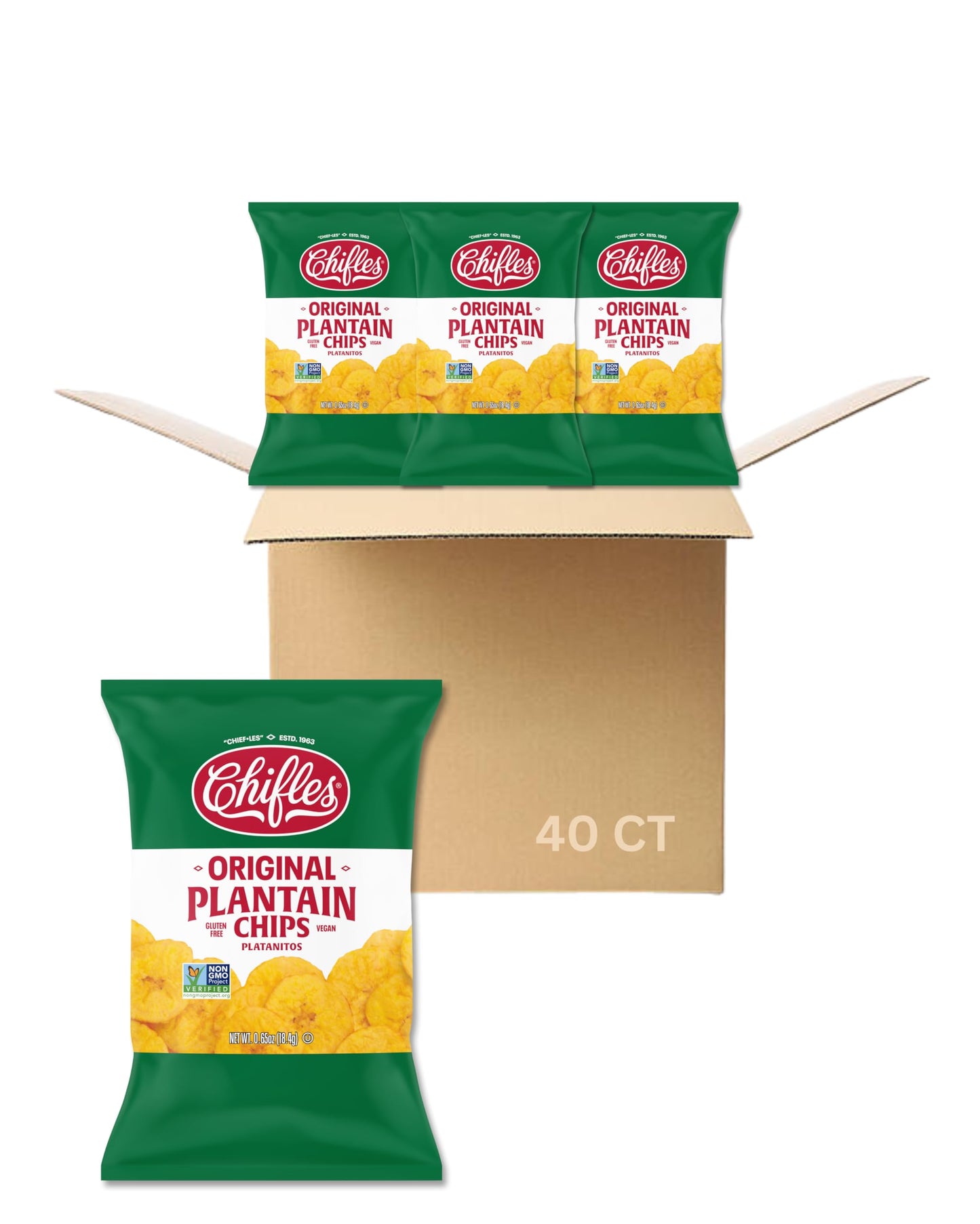 CHIFLES ORIGINAL PLANTAIN CHIPS, 0.65 Ounce (Pack of 40)