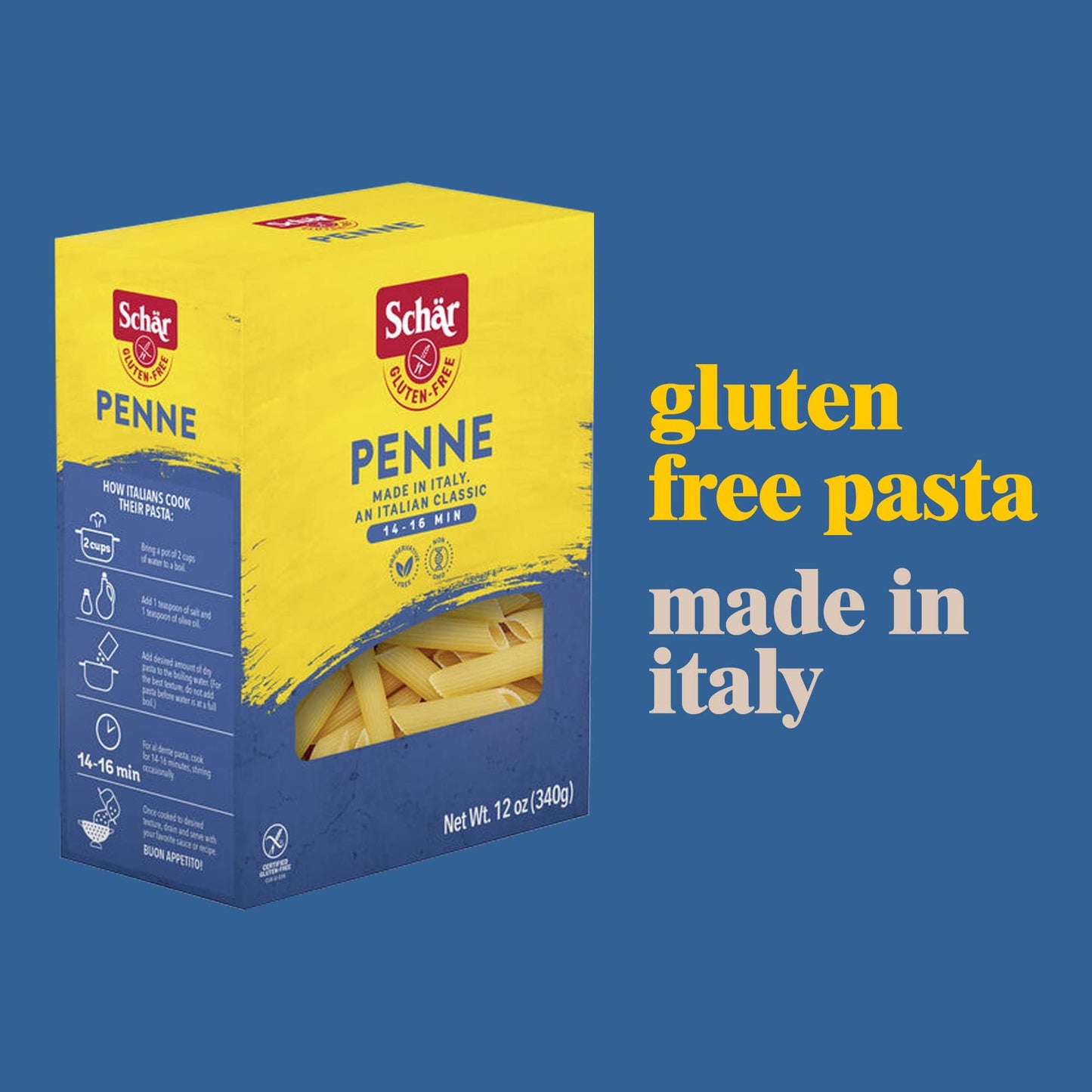 Schar - Penne - Certified Gluten Free - No GMO's, Lactose or Wheat - (6.2 oz) 10 Pack
