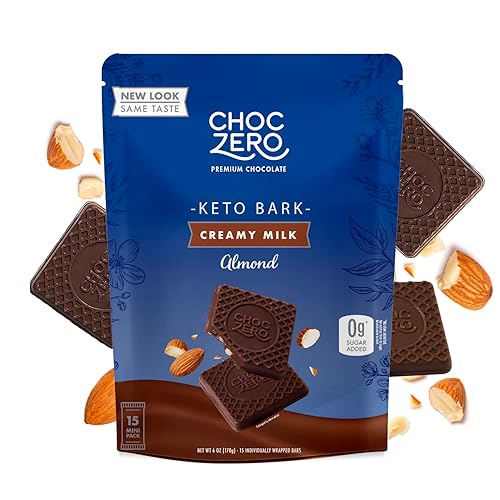 ChocZero Milk Chocolate with Almonds Keto Bark, 6 Ounce (Pack of 1)