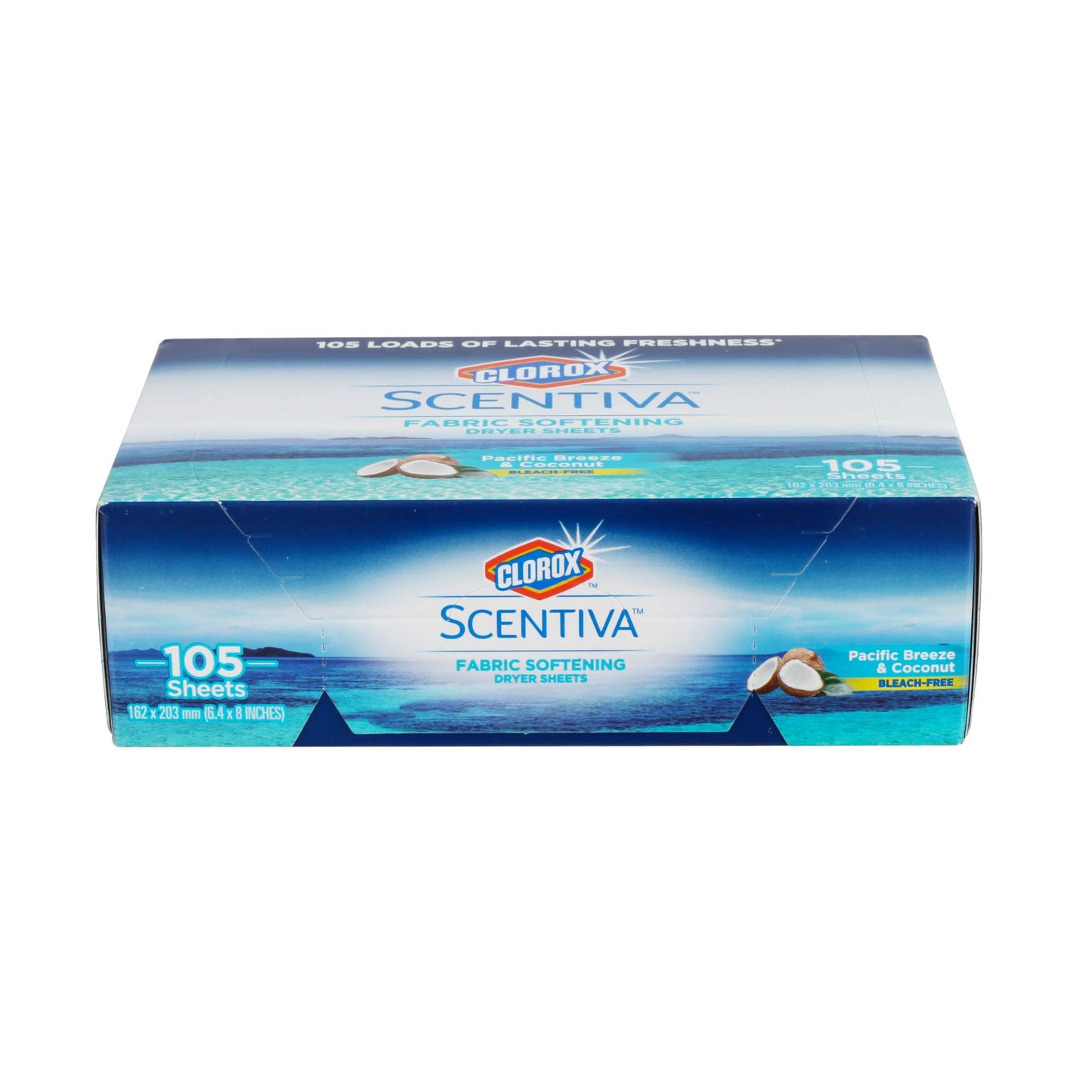 Clorox Scentiva Fabric Softener Dryer Sheets, Pacific Breeze & Coconut Scent - Wrinkle Reducing Scented Softening Laundry Dryer Sheets for Great