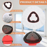 Fatmass Spin Mop Head Replacement for O Cedar EasyWring 1-Tank System, 2 Mop Replace Heads + 1 Upgrade Scrubber Brush, 100% Microfiber Mop Refills