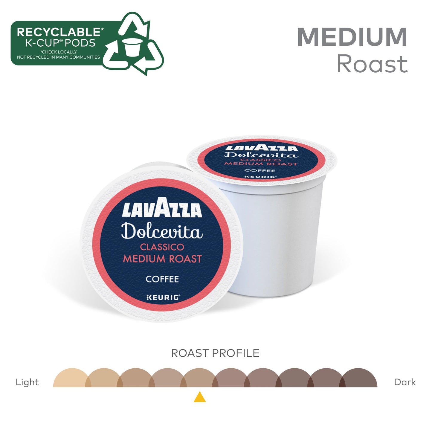 Lavazza Classico Single-Serve Coffee K-Cup® Pods for Keurig® Brewer, Medium Roast,100% Arabica, Value Pack, Full bodied medium roast with rich flavor