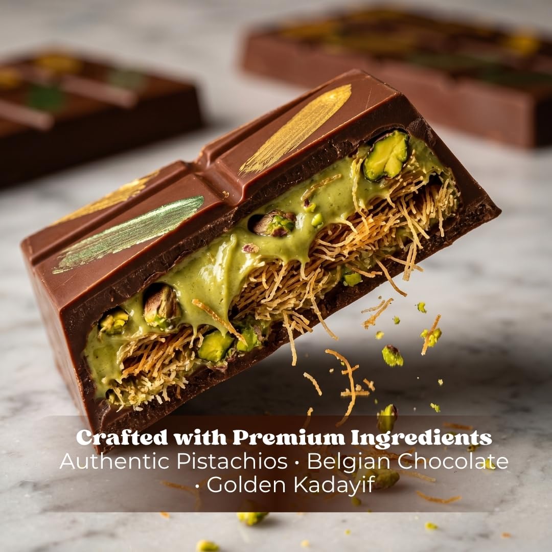 Oh! Crema Dubai Chocolate Bar, Premium Milk Chocolate with Pistachio Knafeh, 7.6 oz, Crunchy Kadayif x Italian Pistachio Cream
