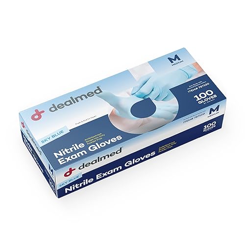 Dealmed Nitrile Gloves SMALL Size - Sky Blue Powder-Free Latex-Free Exam Gloves 100/Box