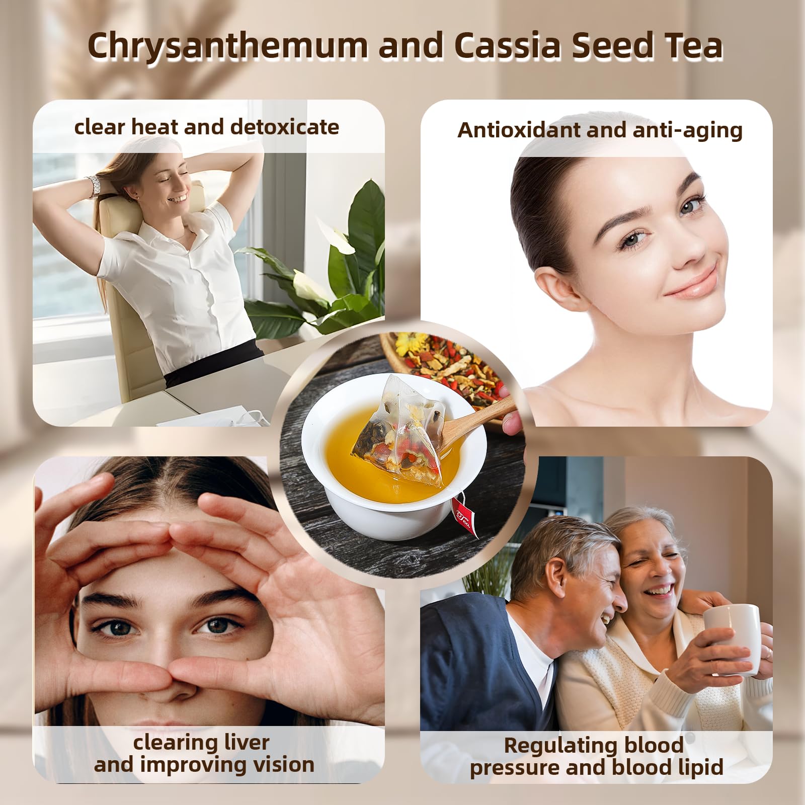 Liuhbn Chrysanthemum And Cassia Seed Tea (5g x 30 packs) - A Traditional Herbal Tea Made From Cassia Seed, Wolfberry, Dried Tangerine Peel, licorice