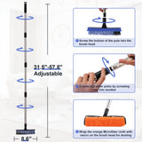 2 in 1 Floor Scrub Brush Grout Brush with 57.8" Long Handle,120°Rotatable Shower Tile Grout Scrubber,V-Shaped Corner Brush for Hard to Reach Areas