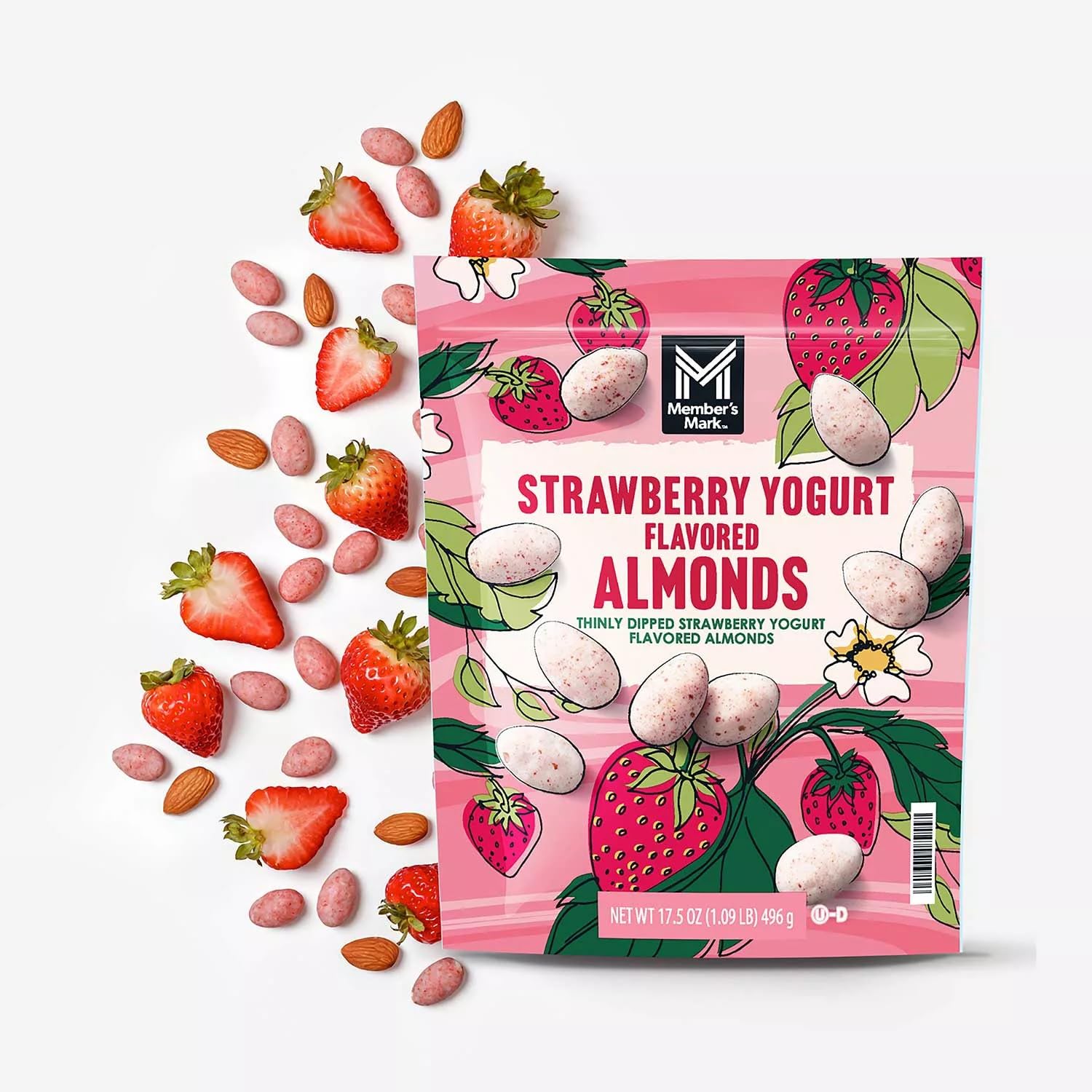 Member's Mark Strawberry Yogurt Flavored Almonds, 17.5 Ounces, Resealable Bag