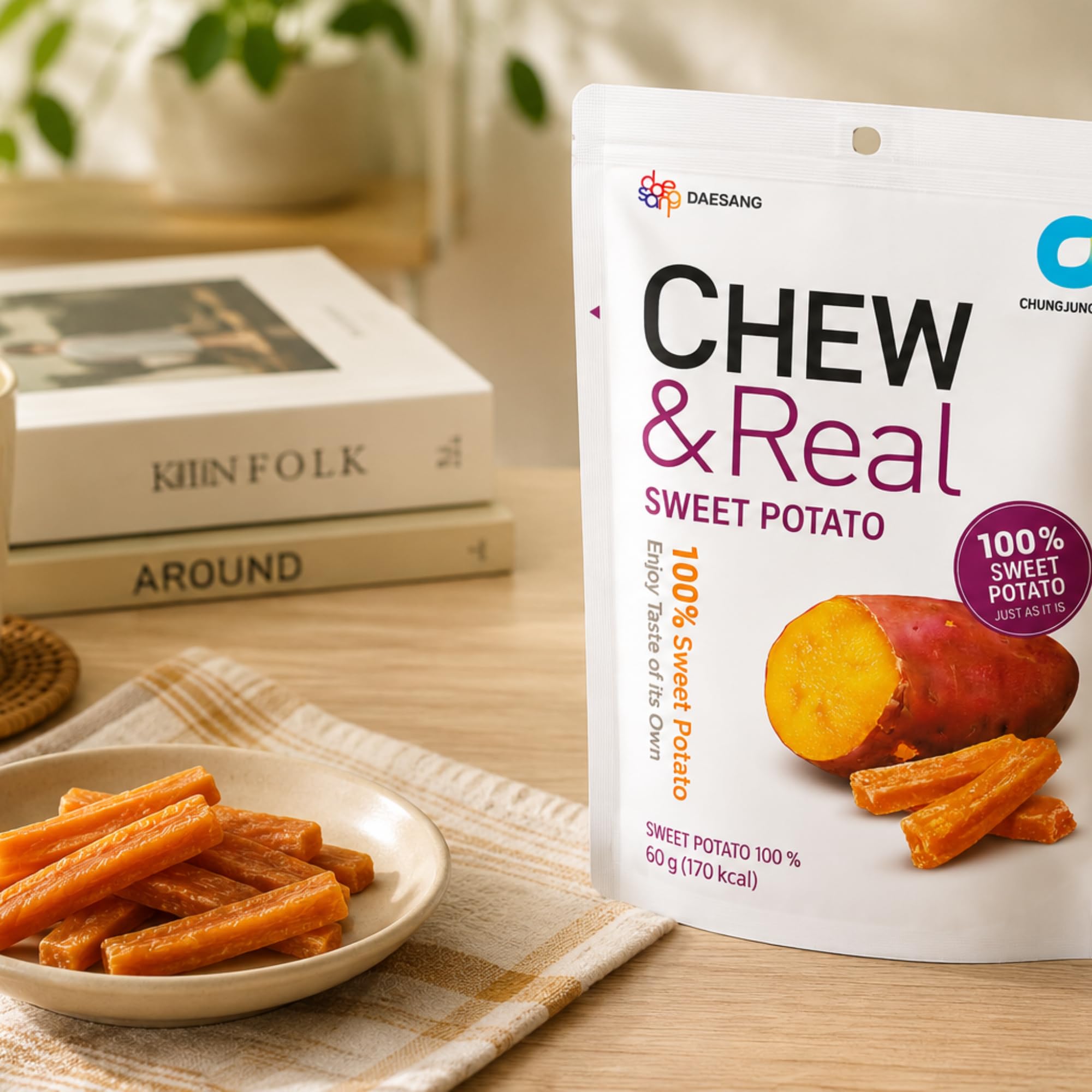 Sweet Potato Chews | Single Ingredient | 60g Ready to Eat Snack | Soft Dried Yam | Pantry Snack, Lunch Box Treat, Hiking, Office, Dessert Topping