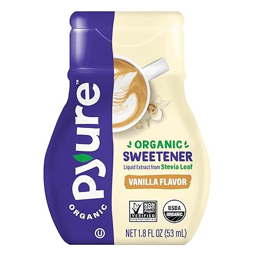 Pyure Organic Vanilla Stevia Liquid Sweetener | Sugar-Free Stevia Drops | Keto Sugar Substitute | Zero Calorie, Zero Carb, Zero Sugar | Liquid Sweetener for Coffee, Tea, Baking | 1.8 fl oz Bottle