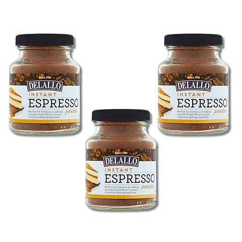 DeLallo Instant Espresso Powder, For Baking and Drinks,100% Dark Roast Coffee, Naturally Caffeinated, Kosher, Vegan, Non-GMO, Peanut Free, 1.94 oz