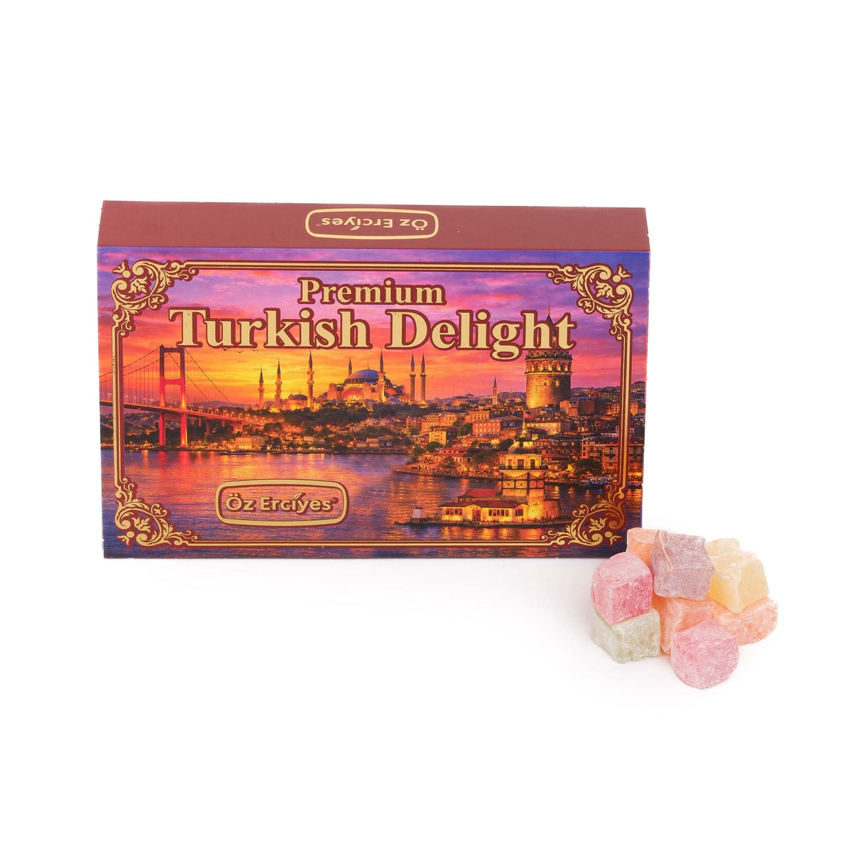 Turkish Delights Candy Gift Box - Assorted Turkish Delight Lokum, Traditional Turkish Food Sweet, Gourmet Lokum Candy, 7.05 oz (200g) (Mixed-Fruit)