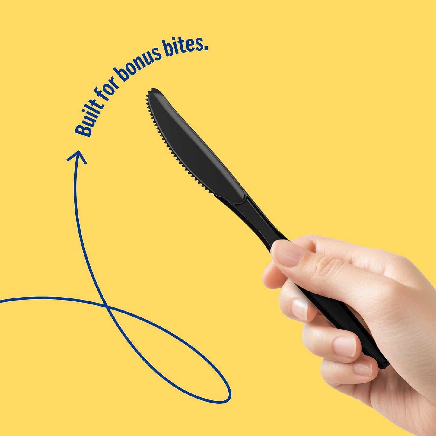 Perk Heavy?Weight Polystyrene Plastic Knives, 100 Count Disposable Knives for Everyday Meals, Parties & Desserts, Black