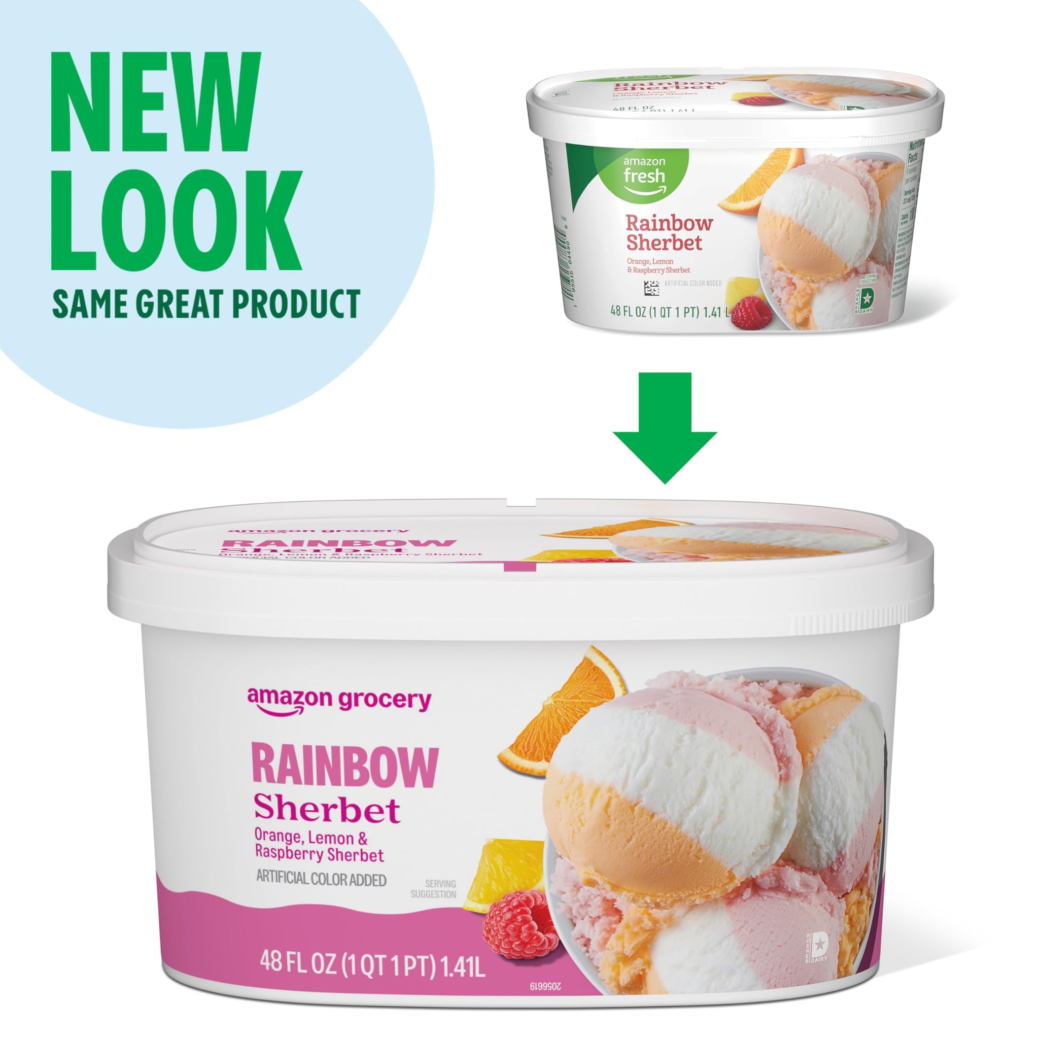 Amazon Grocery, Rainbow Sherbert Ice Cream, 48 Fl Oz