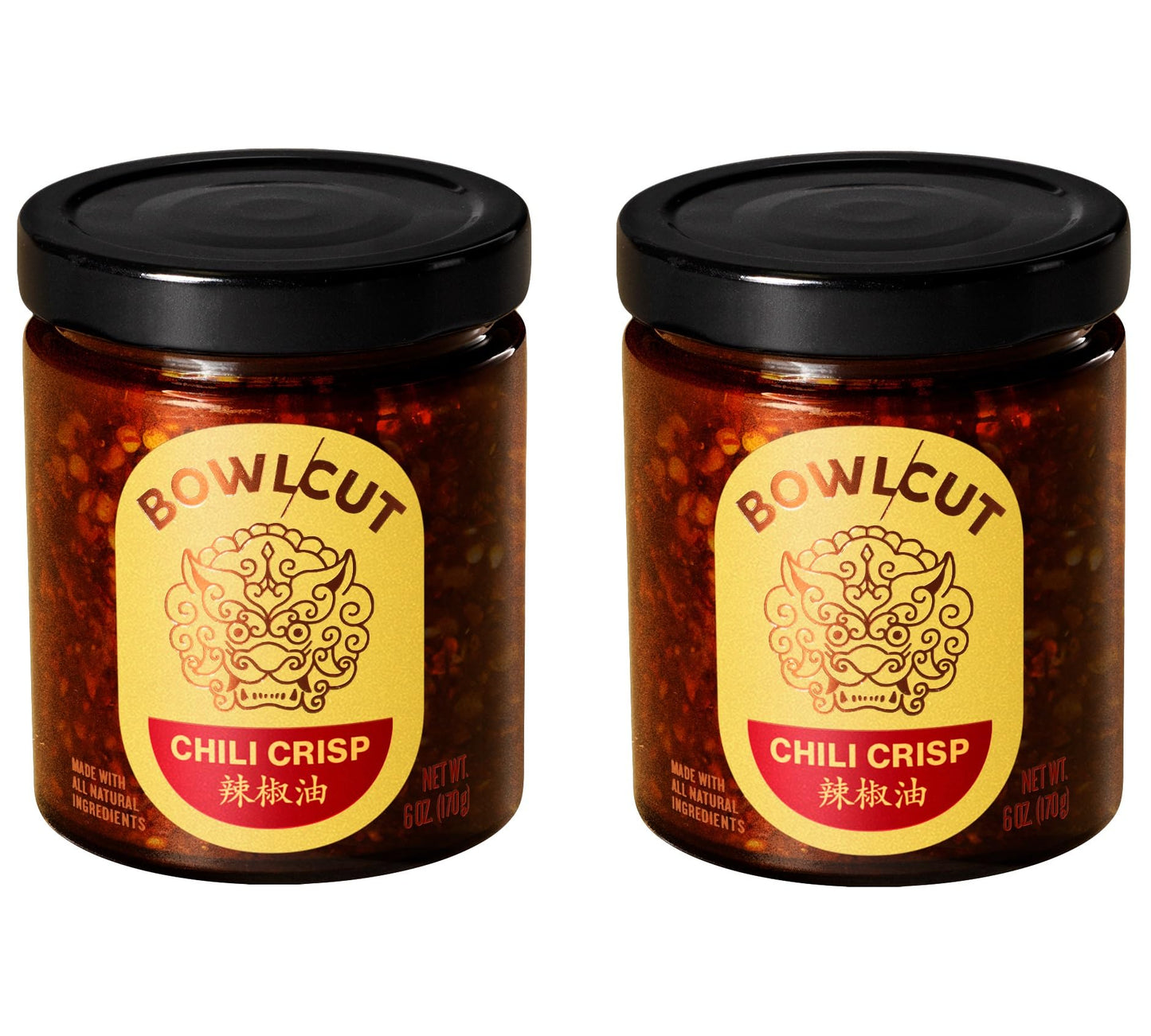 Bowlcut All Natural, Gluten Free, Vegan, Made in USA Chili Crisp, Chili Oil with Chili Flakes & Hot Sauce Alternative for Eggs, Pasta, Dumplings