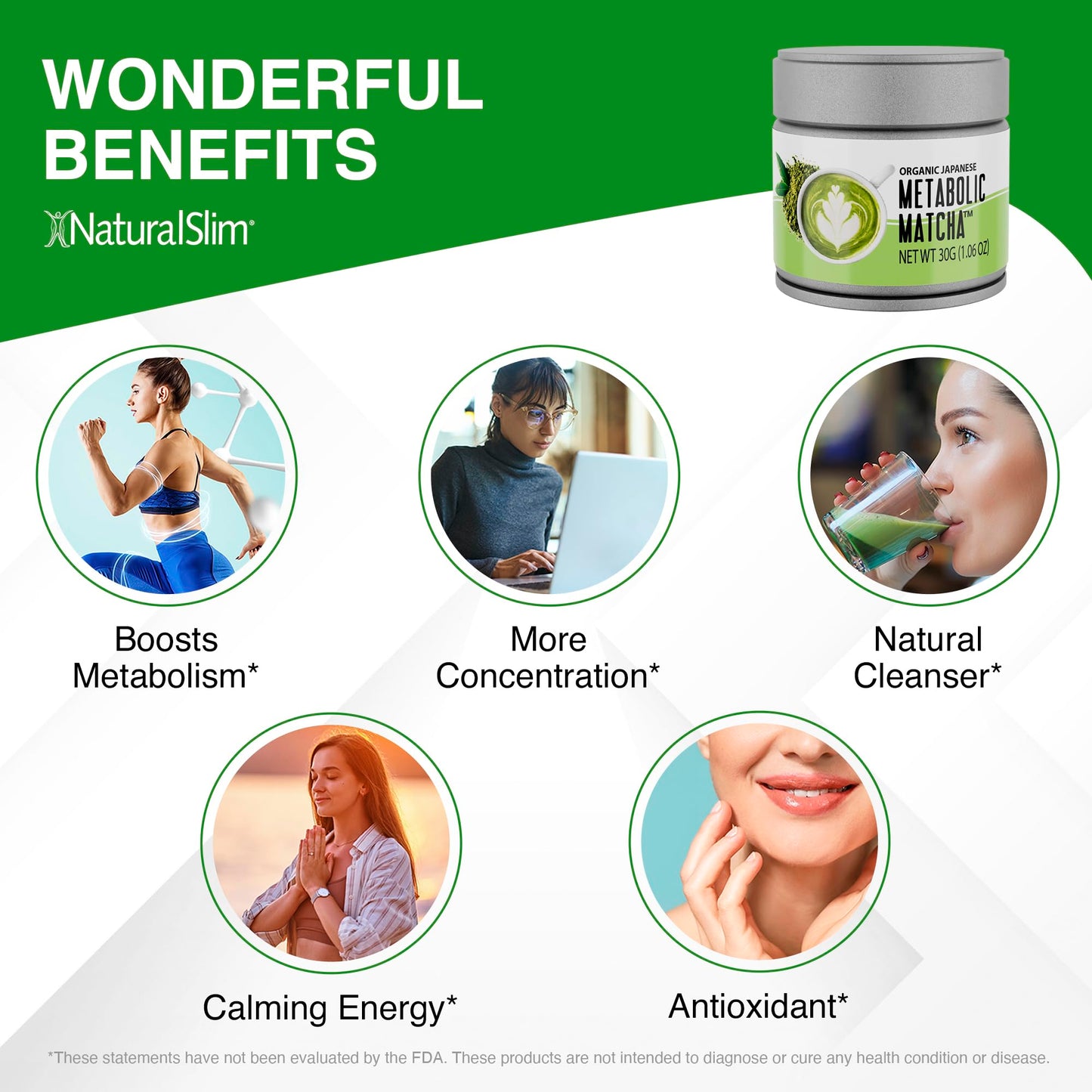 Naturalslim Japanese Organic Matcha Powder Green Tea - Metabolic Pure Japanese Matcha Tea Superfood with L-Theanine & Antioxidants for Metabolism