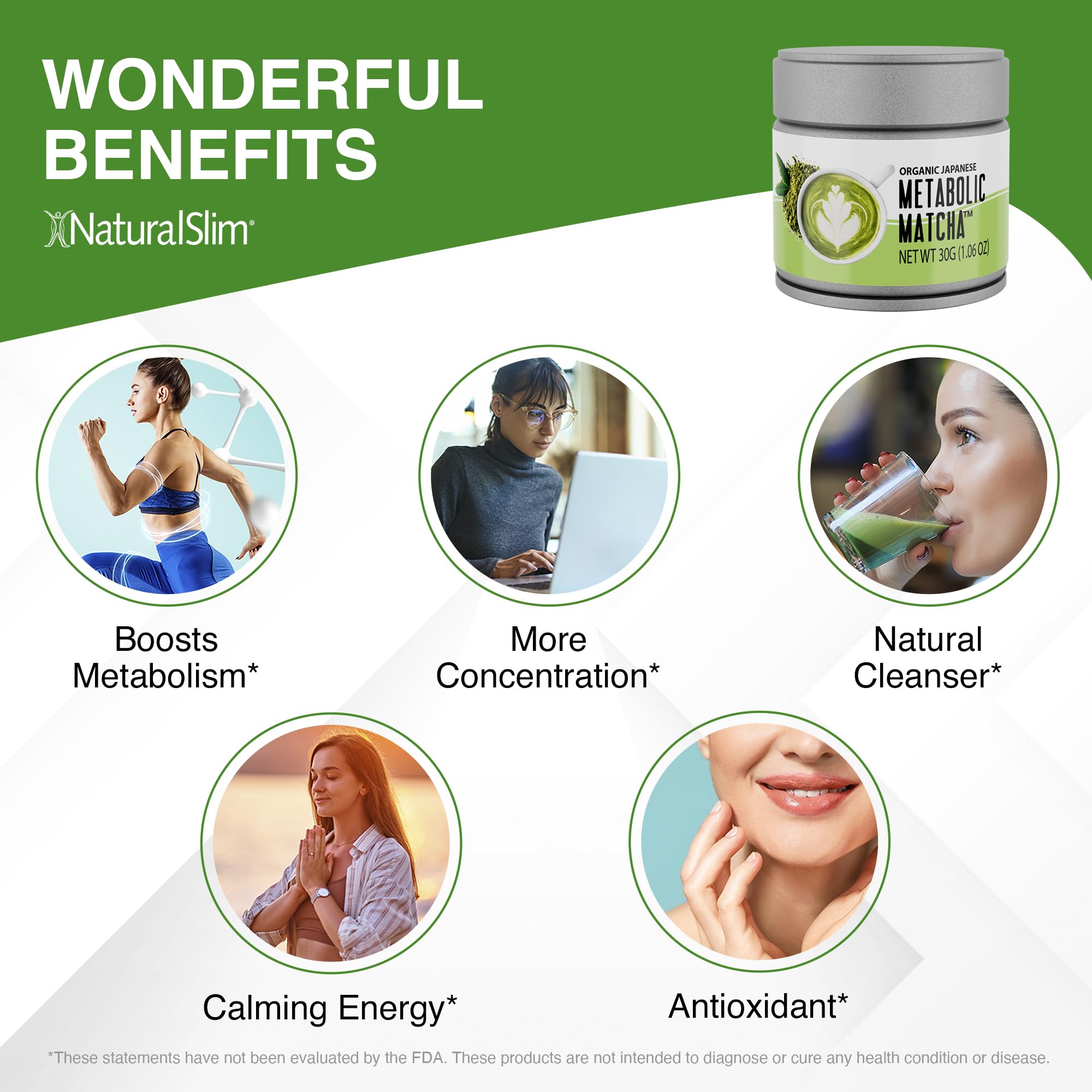 Naturalslim Japanese Organic Matcha Powder Green Tea - Metabolic Pure Japanese Matcha Tea Superfood with L-Theanine & Antioxidants for Metabolism
