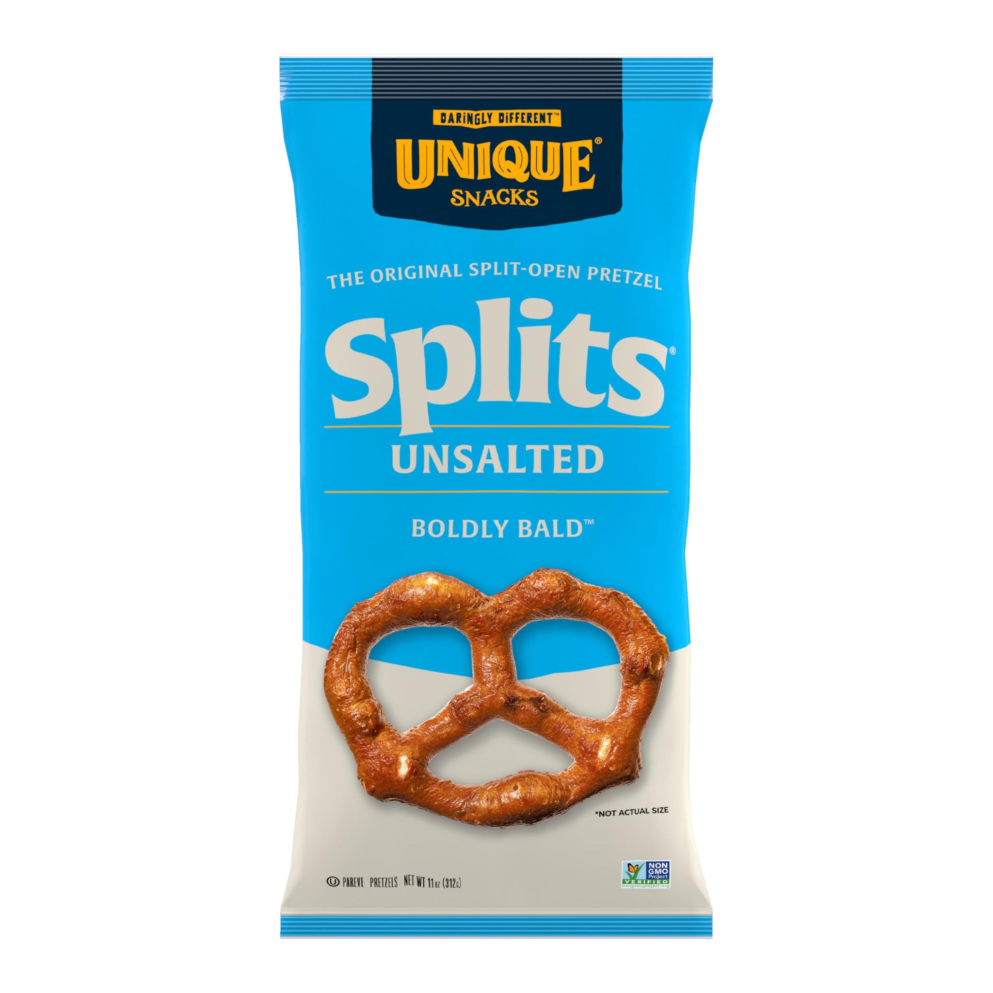 Unique Snacks Unsalted Splits, Delicious, Vegan, Homestyle Baked, Certified OU Kosher and Non-GMO, 11 Ounce Bag (Pack of 3)
