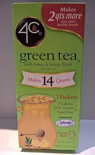 4C Totally Light Sugar Free Green Tea Antioxidant with Honey & Natural Lemon Flavor Drink Mix - 7 CT