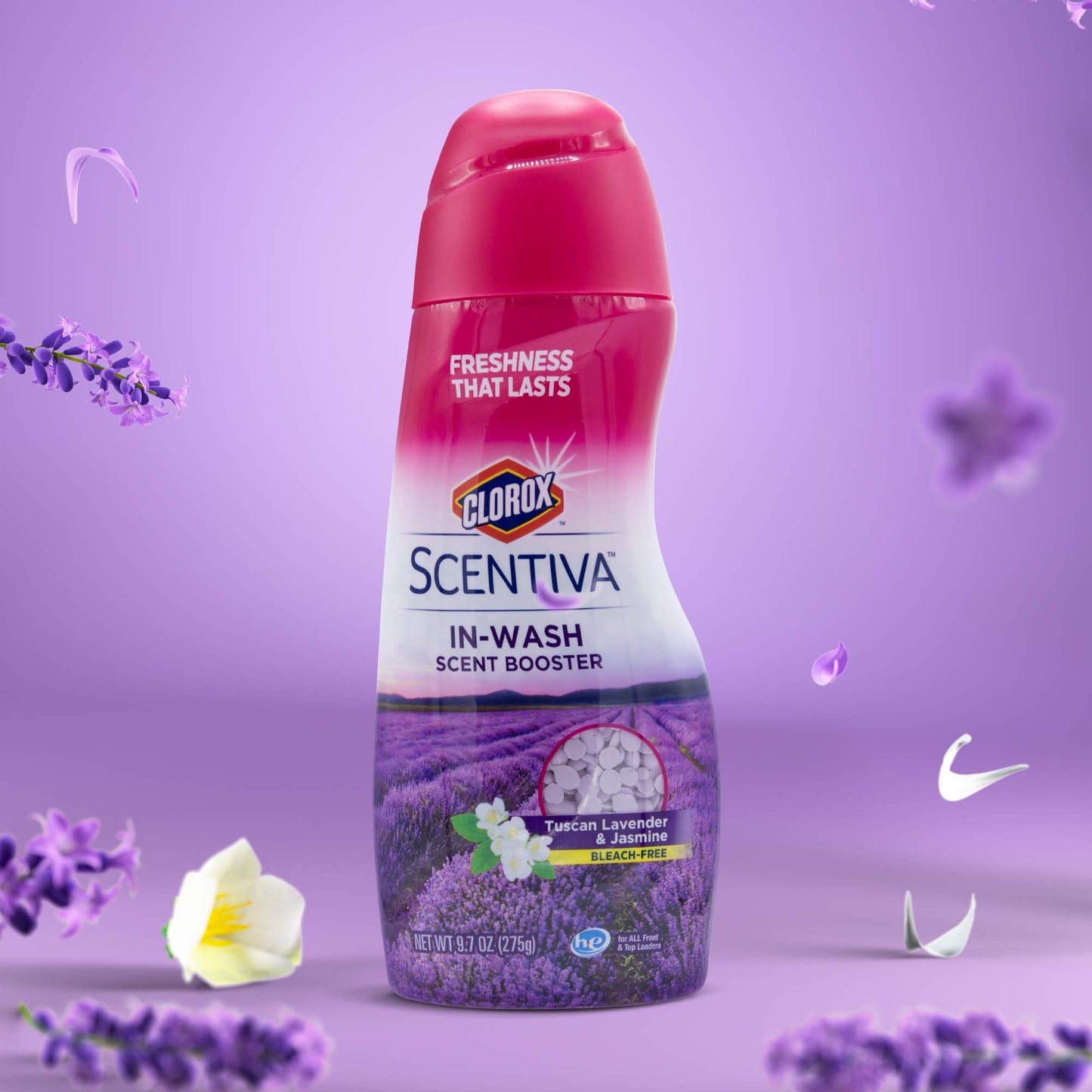 Clorox Scentiva Scent Booster Beads Laundry Freshener, Tuscan Lavender & Jasmine - In-Wash Fragrance Booster for Clothes, Odor Eliminator