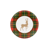 Caspari Reindeer Tartan Red Paper Salad & Dessert Plates - includes 8 Paper Salad & Dessert Plates