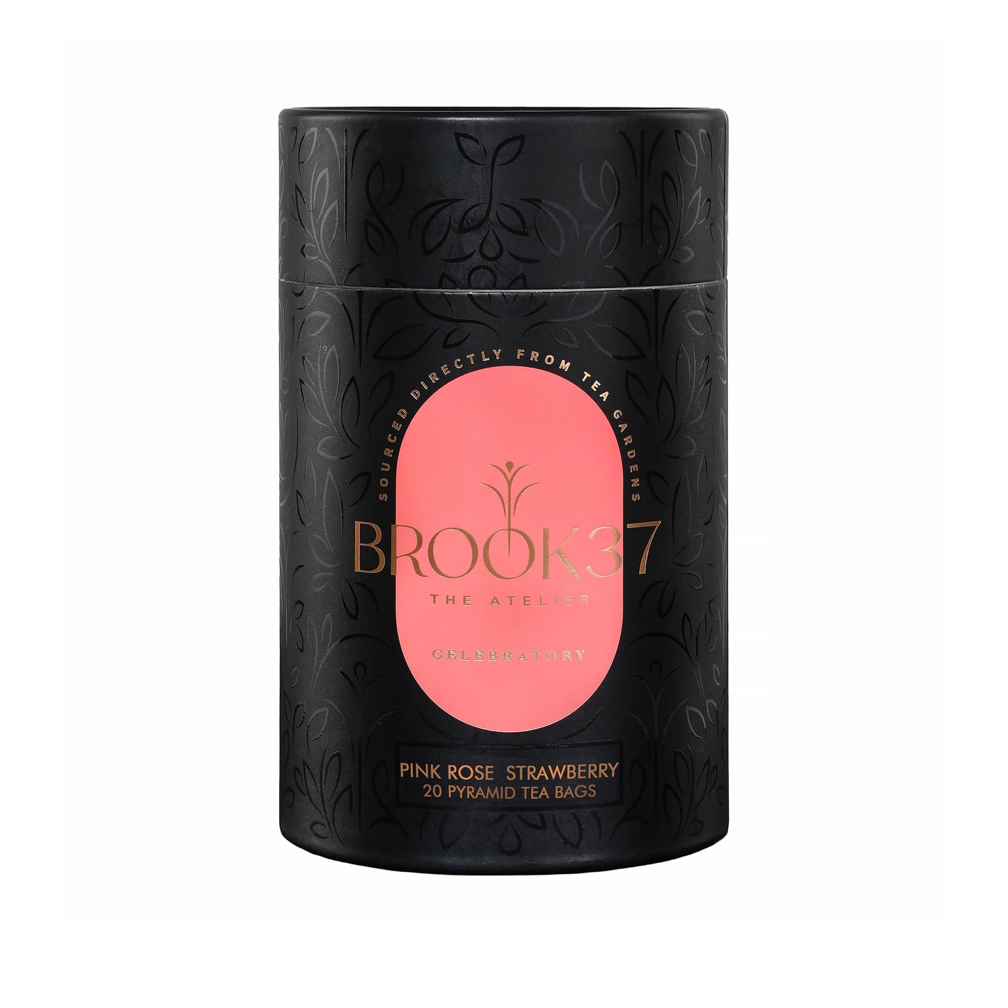 Brook37 Pink Rose Strawberry Eco Herbal Tea - Luxury Caffeine-Free Floral Blend with Hibiscus, Rose, Strawberry & Elderberry | Cold Brew or Mocktail |