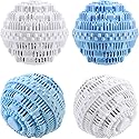 Boao 4 Pieces Laundry Ball, Natural Non Chemical Detergent Laundry Balls for Washing Machine Ultra Laundry Washer and Dryer Washing Ball Bundle(Blue