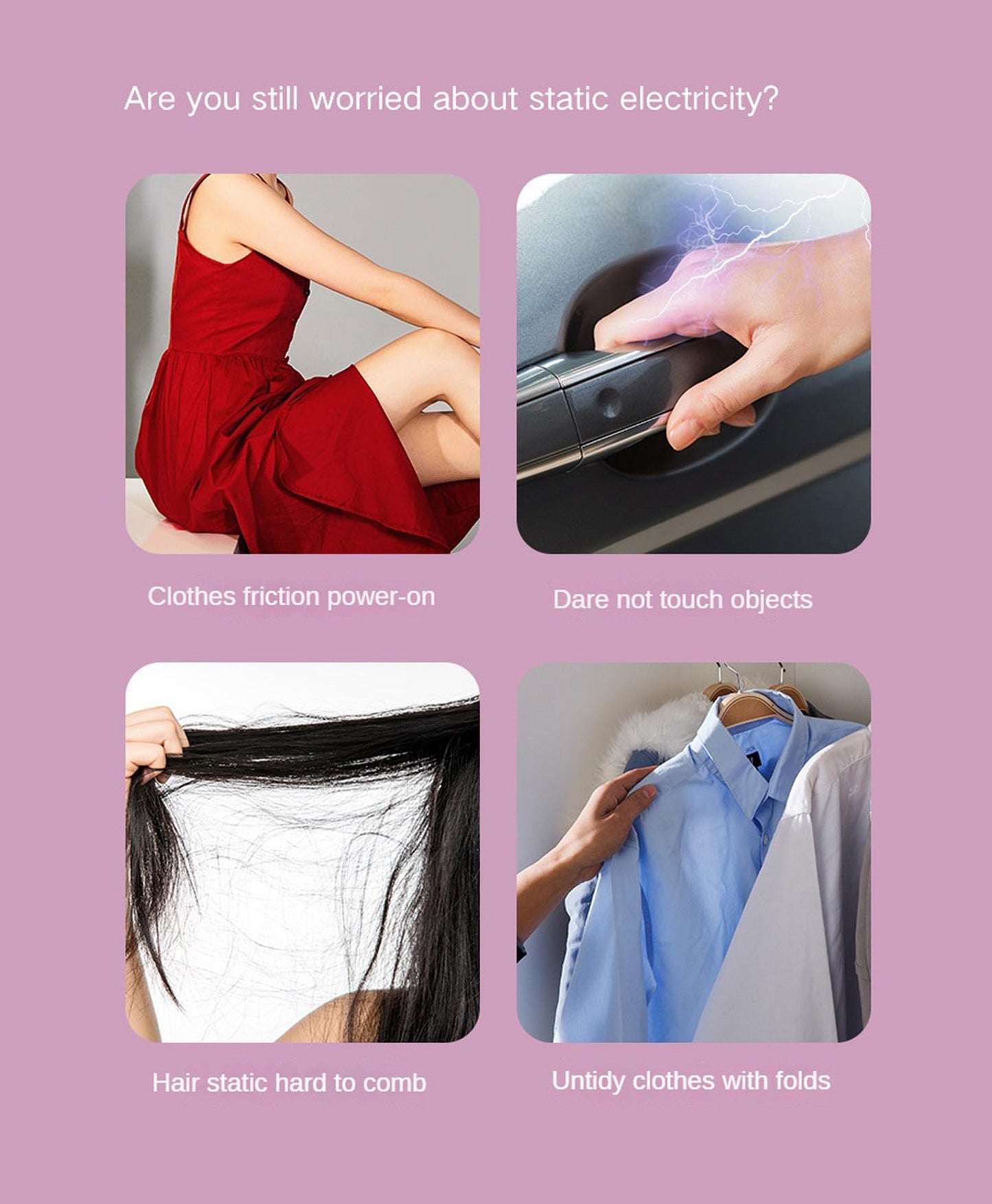 Clothing Anti-Static Spray 2 Bottle Pack Eliminate Static Clothes Hair Attachment Fabric Hair Flat Crease Reduce Static Electricity
