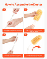 VEVOR Duster Refills, Heavy Duty Dusters for Cleaning, 3 ft Extendable Handle with 10 Refills, Reusable Non-Woven Fabric 360° Cleaning Kit for Dusting