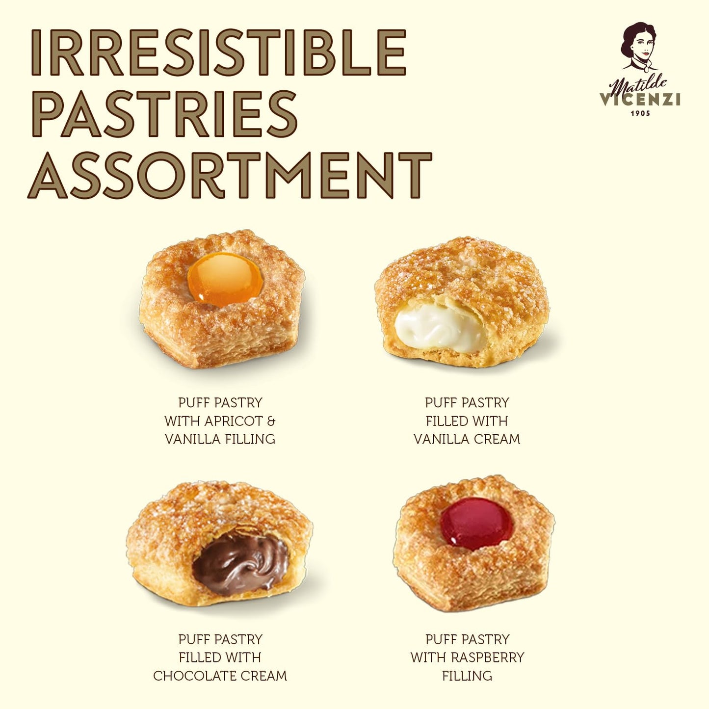 Matilde Vicenzi Millefoglie D'Italia Fine Selection of Italian Pastries - Gourmet Gifts For Teachers, Fathers Day - Assortment of Vanilla, Apricot