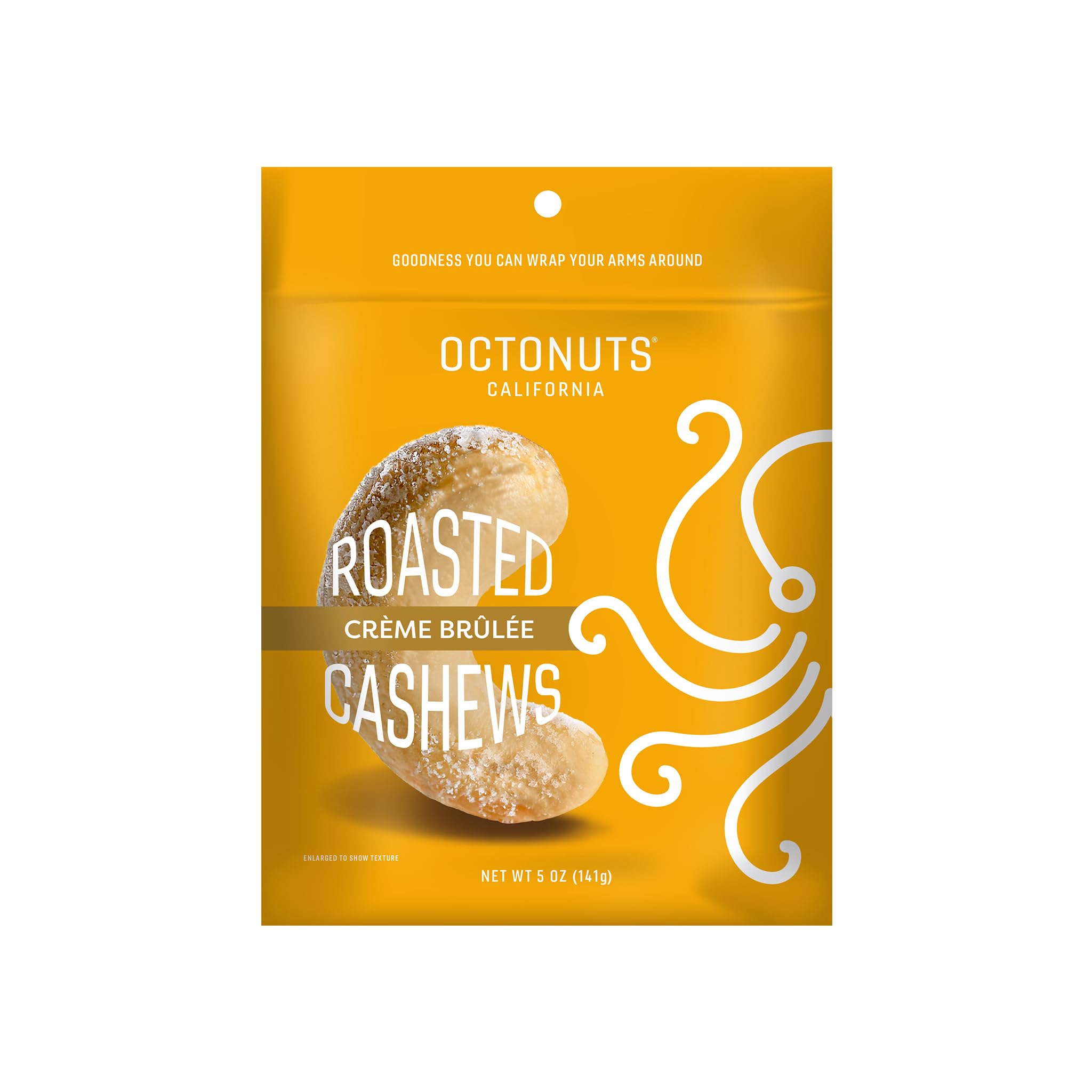 Octonuts Creme Brulee Cashews - Roasted in Almond Oil (5oz) Sweet & Crunchy Plant Based Protein - Healthy Snack for Adults & Kids - Vegan, Non-GMO