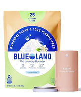 BLUELAND Oxi Laundry Booster Powder with Tin, Starter Set, Clear Skies Scent, 25 Loads, 17.6 oz, Plastic-Free, Eco Friendly, Oxy Cleaner, Stain