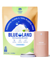 BLUELAND Oxi Laundry Booster Powder with Tin, Starter Set, Clear Skies Scent, 25 Loads, 17.6 oz, Plastic-Free, Eco Friendly, Oxy Cleaner, Stain