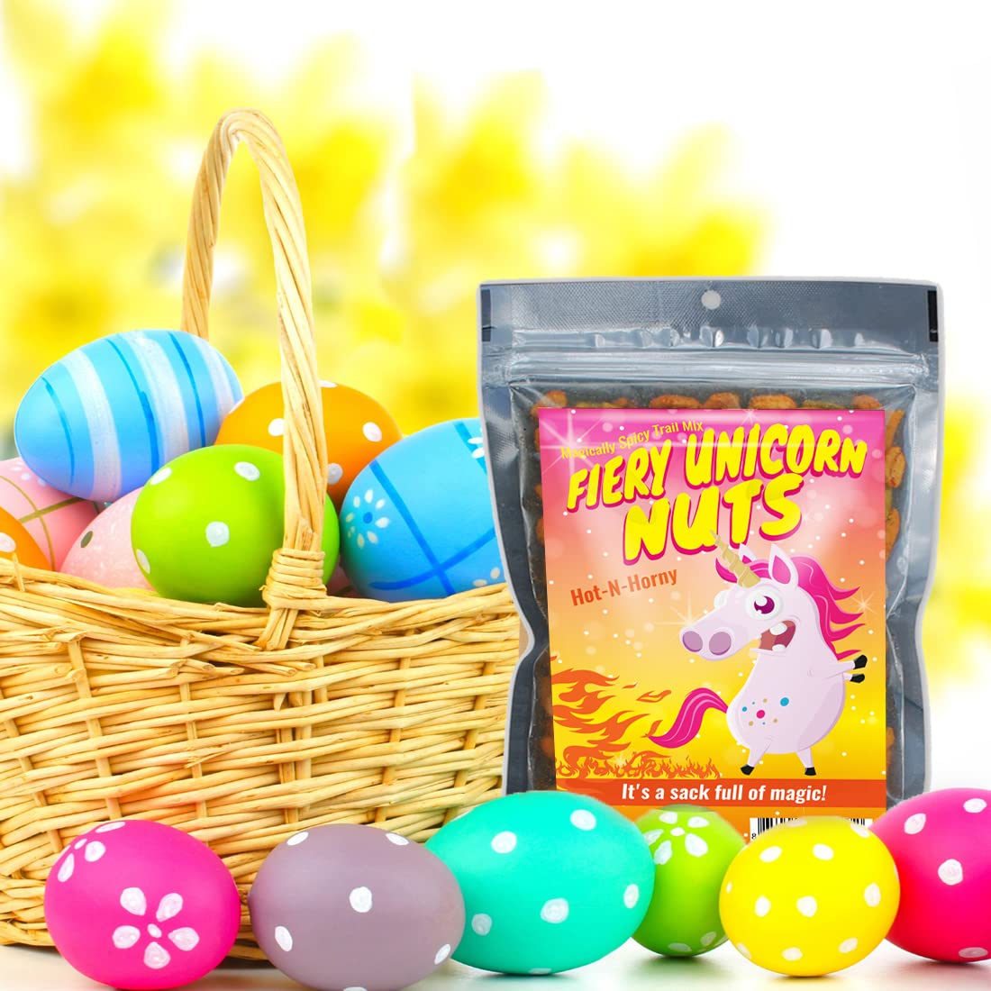 Fiery Unicorn Nuts Spicy Trail Mix - Funny Unicorn Design - Spicy Snacks for Women and Men - Premium Blend, Made in the USA