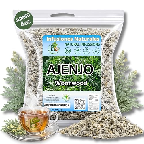 Ajenjo Herbal Tea - 4 oz (113g) - 100% Natural Mexican Herb - Wildcrafted Wormwood - Vegan, Non-GMO - Loose Leaf Herbal Infusion - Te by BexpertsUSA
