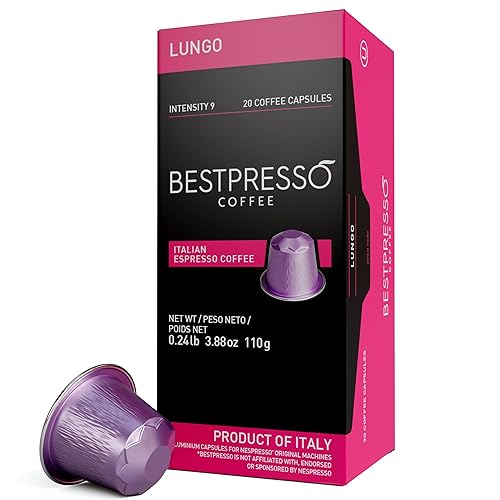Bestpresso Coffee for Nespresso Original Machine 120 Aluminum pods Certified Genuine Espresso Lungo Blend (High Intensity) Pods Compatible