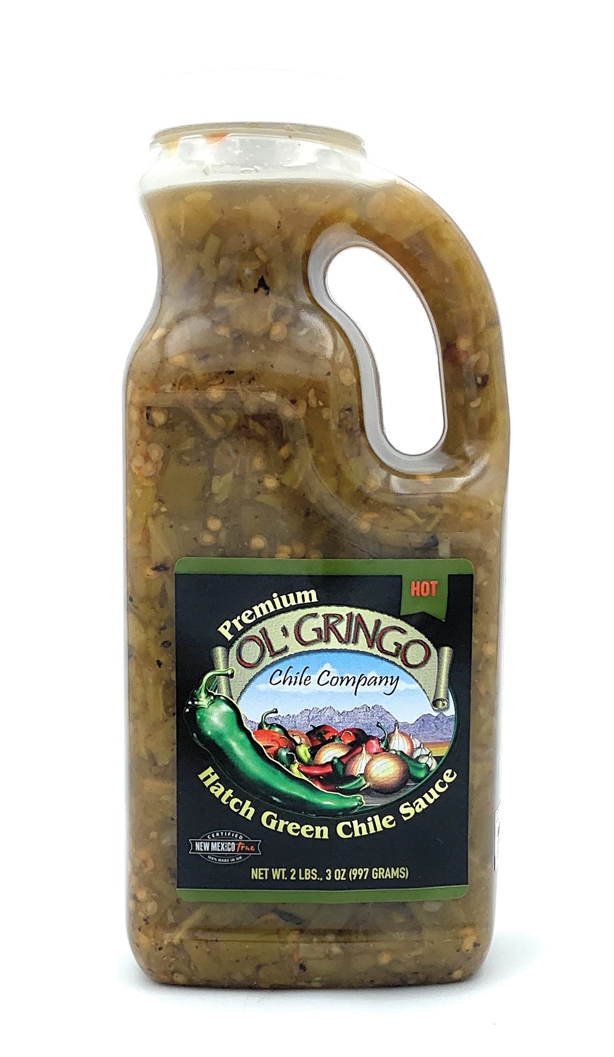 Ol' Gringo Chile Company Premium Hatch Green Chile Sauce Hot 35 Ounce Bottle