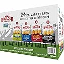 Boulder Canyon Kettle Style Potato Chips Variety Pack, 24 Count, Assorted 1.5oz. Bags, Olive Oil Classic Sea salt, Hickory BBQ, Sea Salt & Cracked