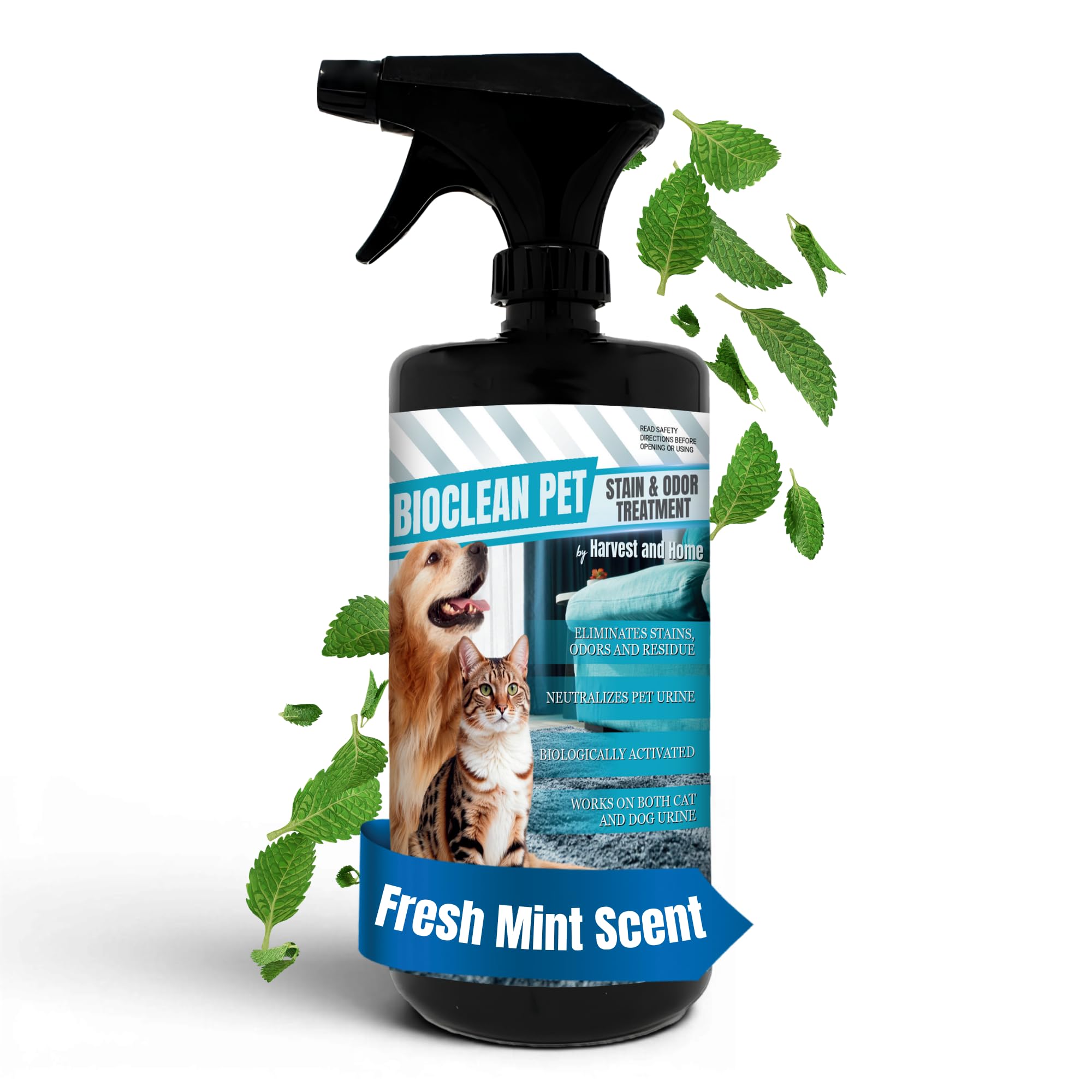 Bioclean Pet Carpet Cleaner & Deodorizer - Eliminates Pet Urine Smell, Stain & Odor Remover, No Residue, Made in USA - 16oz