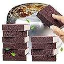 Qovydx 10Pcs Carborundum Sponge Nano Emery Sponges Pot Clean Brush Rust Eraser Grit Scouring Pads Pot Cleaning Pads with Carborundum for Quickly