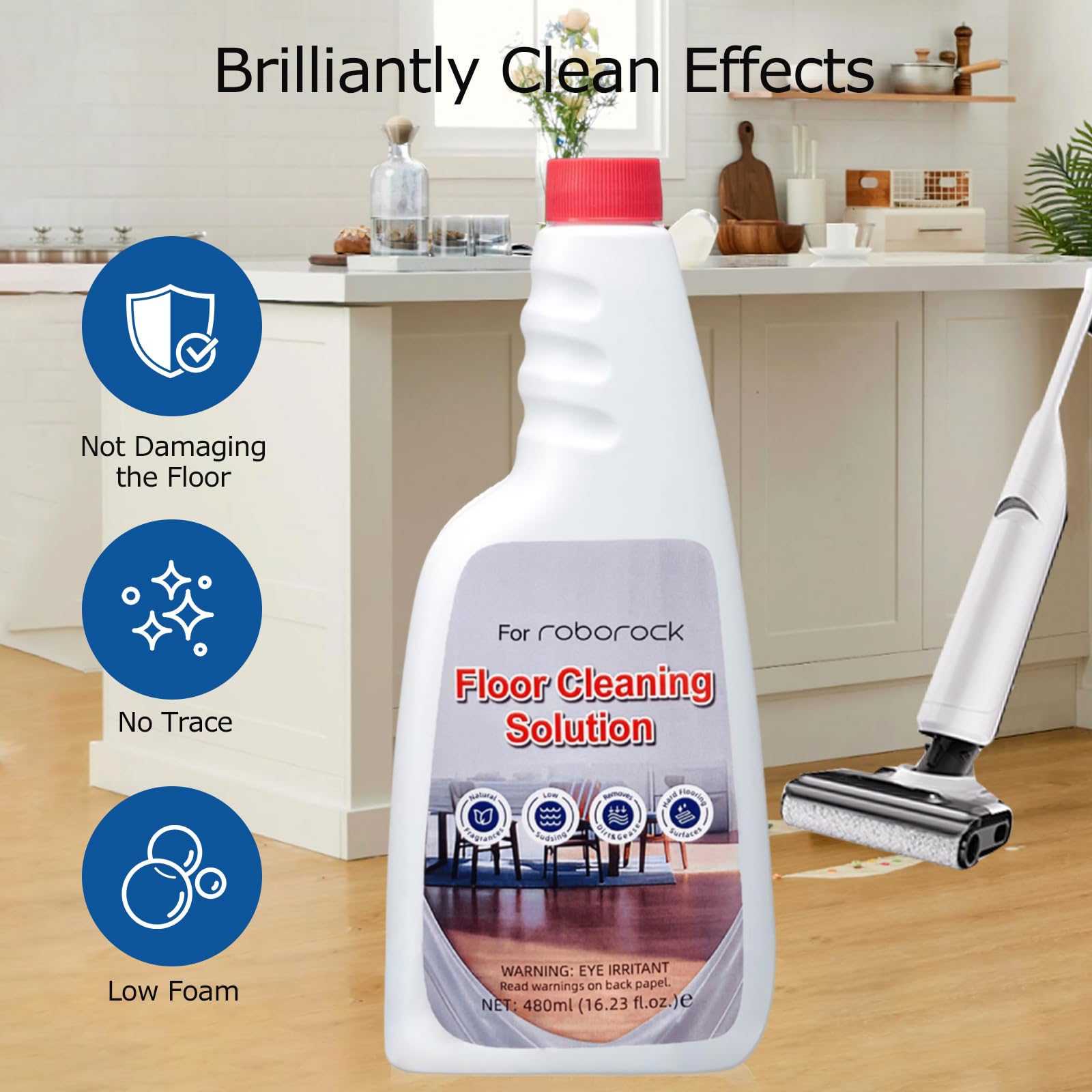 3 Pack Floor Solution for Roborock Floor Cleaning Solution Citrus Scented, Residue & Streak Free Deep Clean for Hardwood, Compatible with Roborock