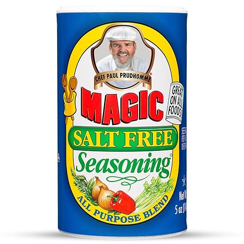 Chef Paul Magic Seasonings Blends Salt Free Seasoning | No Salt Seasoning | Ideal for Meat, Seafood, Vegetables & More | Gluten Free & No MSG | 5 oz